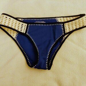Victoria's Secret Size M Blue With White Crochet Bikini Bottom